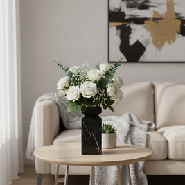 Aquila Geometric Marble Stone Vase