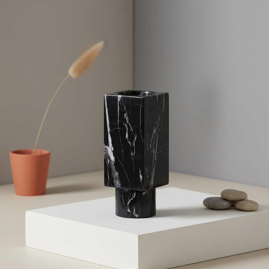 Arezzo Geometric Marble Stone Vase