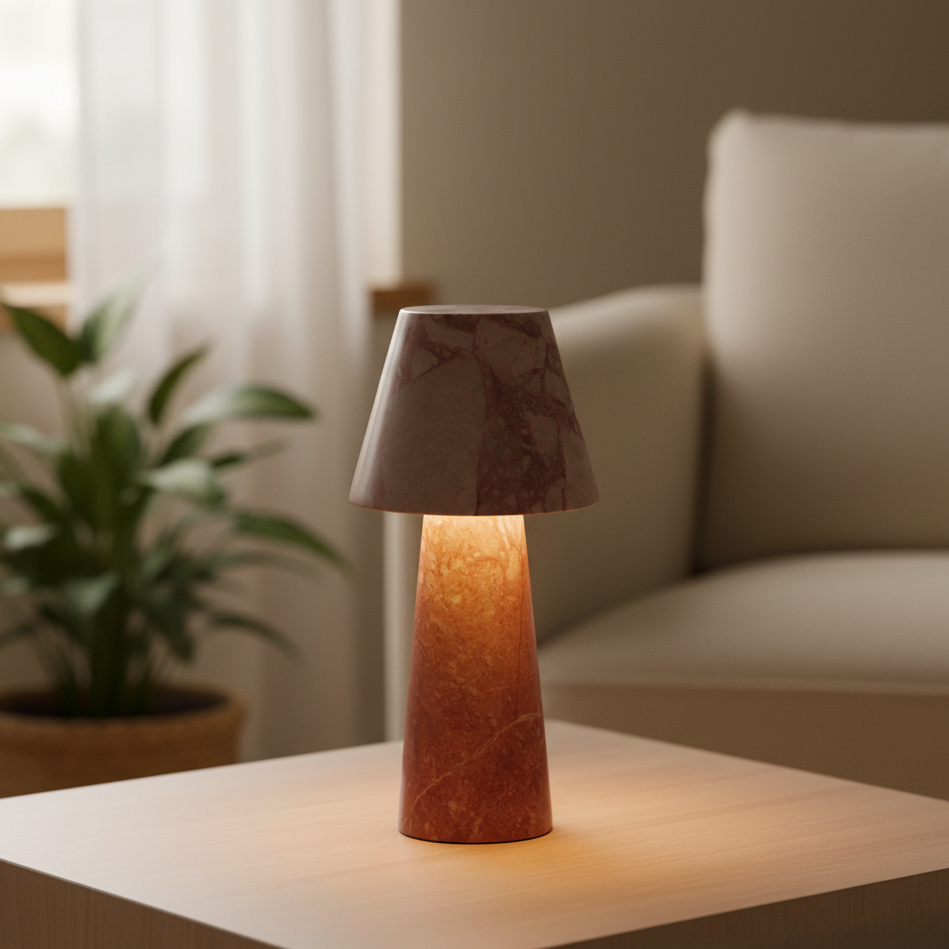 Seravé Marble Table Lamp – Handcrafted Solid Stone Illumination