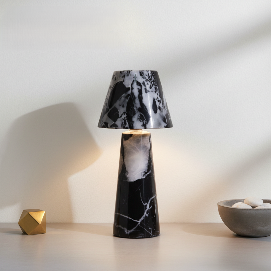 Seravé Marble Table Lamp – Handcrafted Solid Stone Illumination