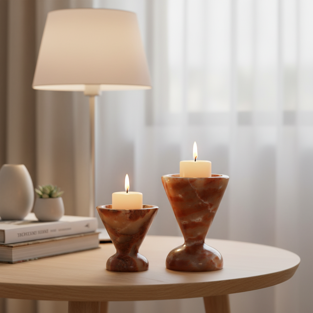 Carmine Red Onyx Candle Holder