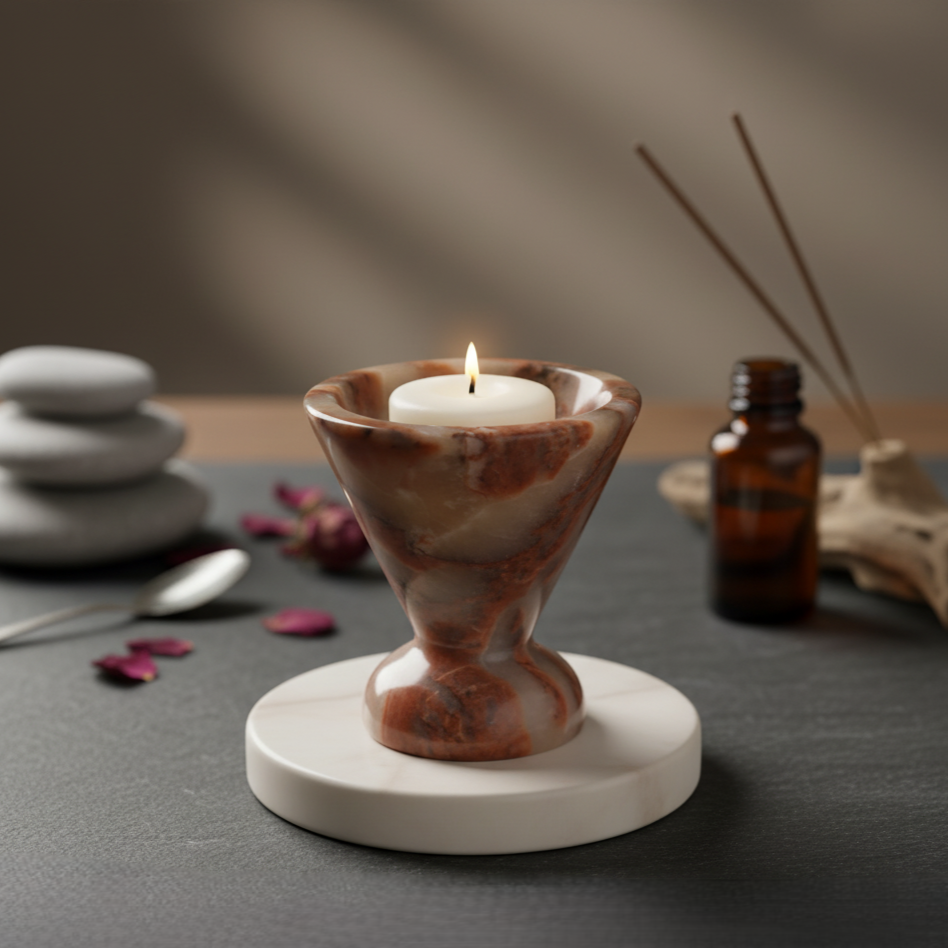 Carmine Red Onyx Candle Holder