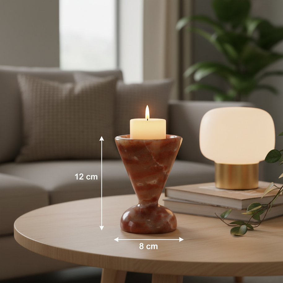 Carmine Red Onyx Candle Holder