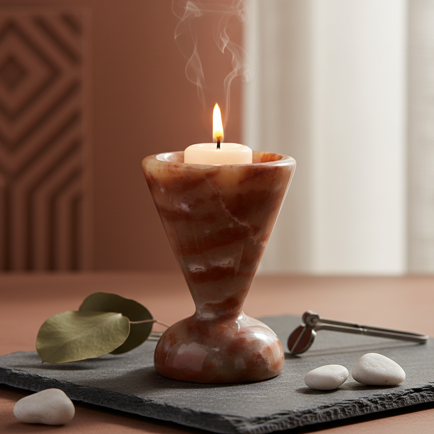 Carmine Red Onyx Candle Holder