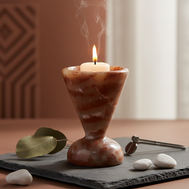 Carmine Red Onyx Candle Holder