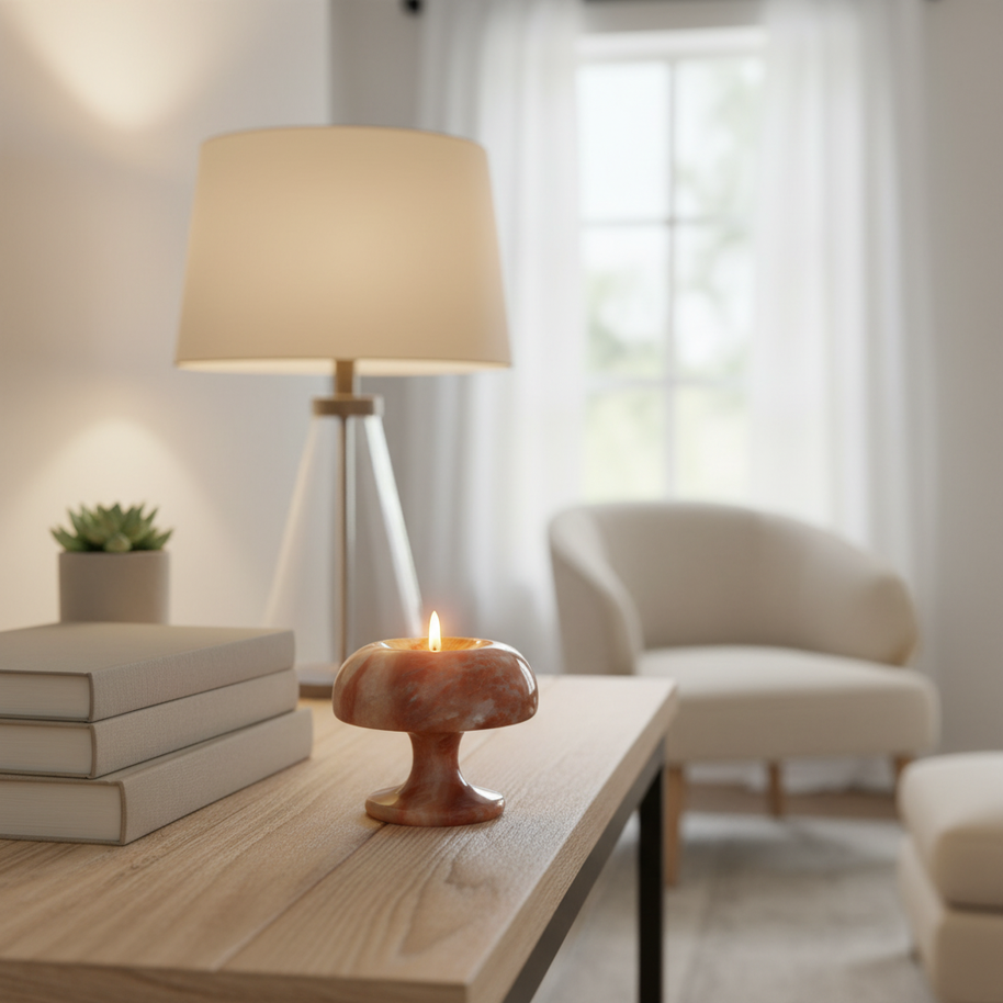 Velluto Onyx Kerzenhalter – handgefertigte Steinkleuchte