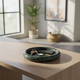 Valente Marble Round Tray – Handcrafted Solid Stone Dish