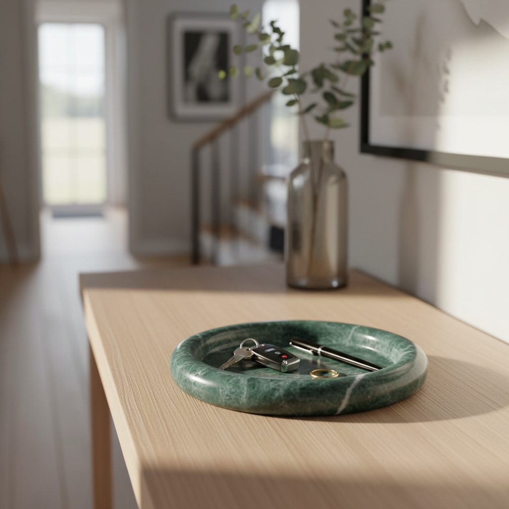 Valente Marble Round Tray – Handcrafted Solid Stone Dish