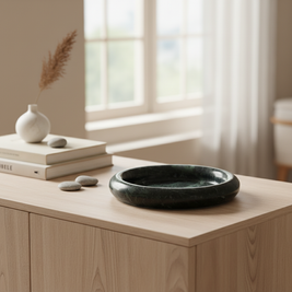 Valente Marble Round Tray – Handcrafted Solid Stone Dish