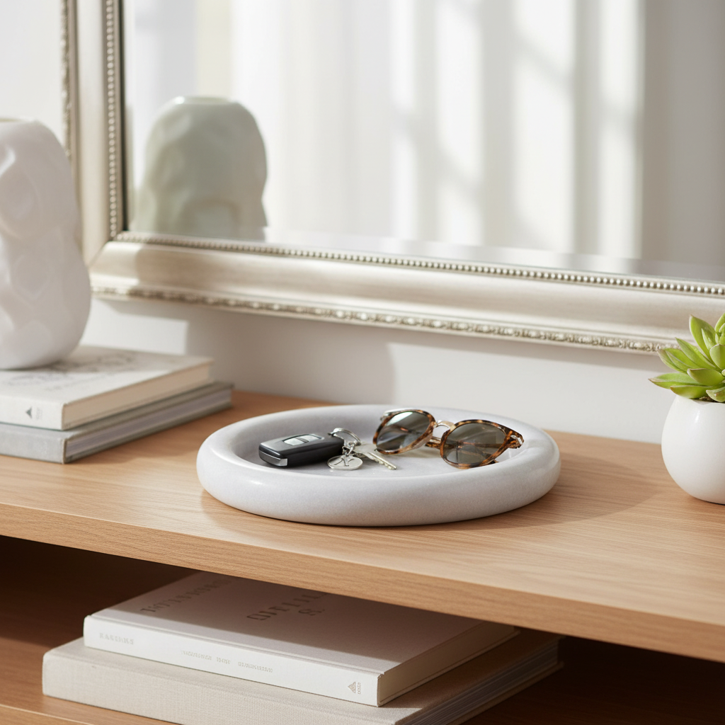 Valente Marble Round Tray – Handcrafted Solid Stone Dish