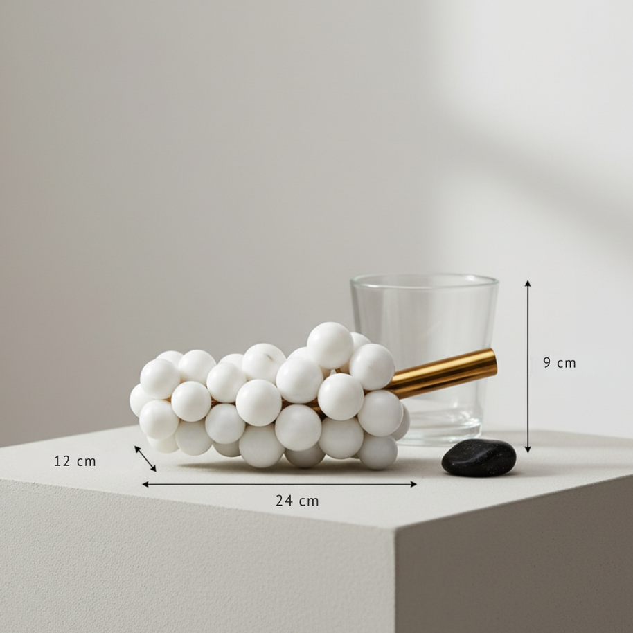 Marble Harvest Grape Cluster Ornament – 1.2kg Solid Stone