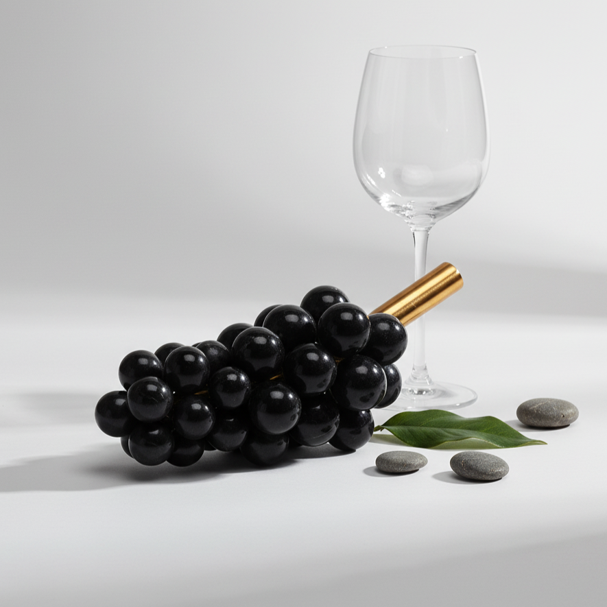 Marble Harvest Grape Cluster Ornament – 1.2kg Solid Stone
