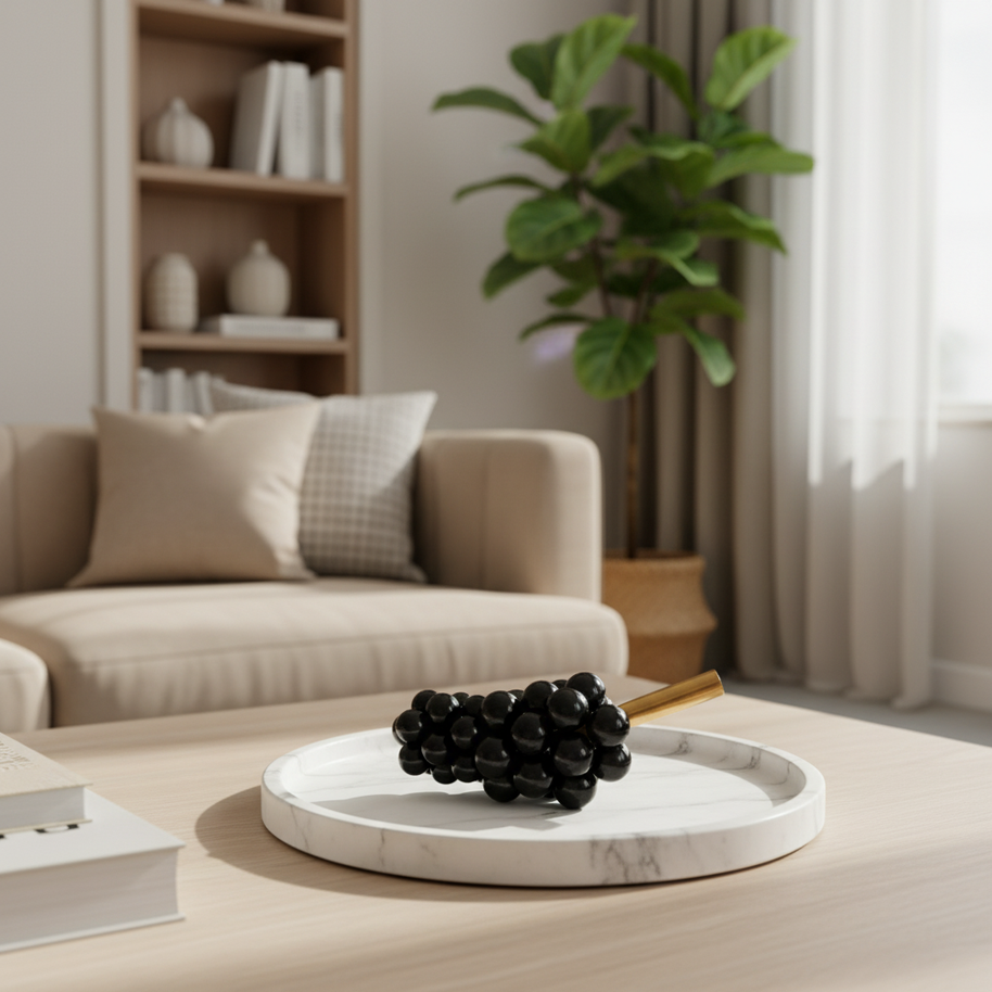 Marble Harvest Grape Cluster Ornament – 1.2kg Solid Stone