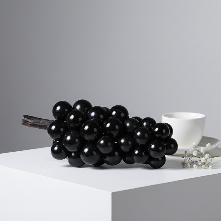 Artisan Marble Grape Cluster Ornament – 1.2kg Solid Stone Decorative Accent