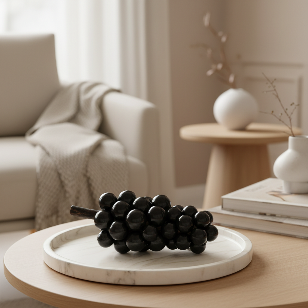 Artisan Marble Grape Cluster Ornament – 1.2kg Solid Stone Decorative Accent