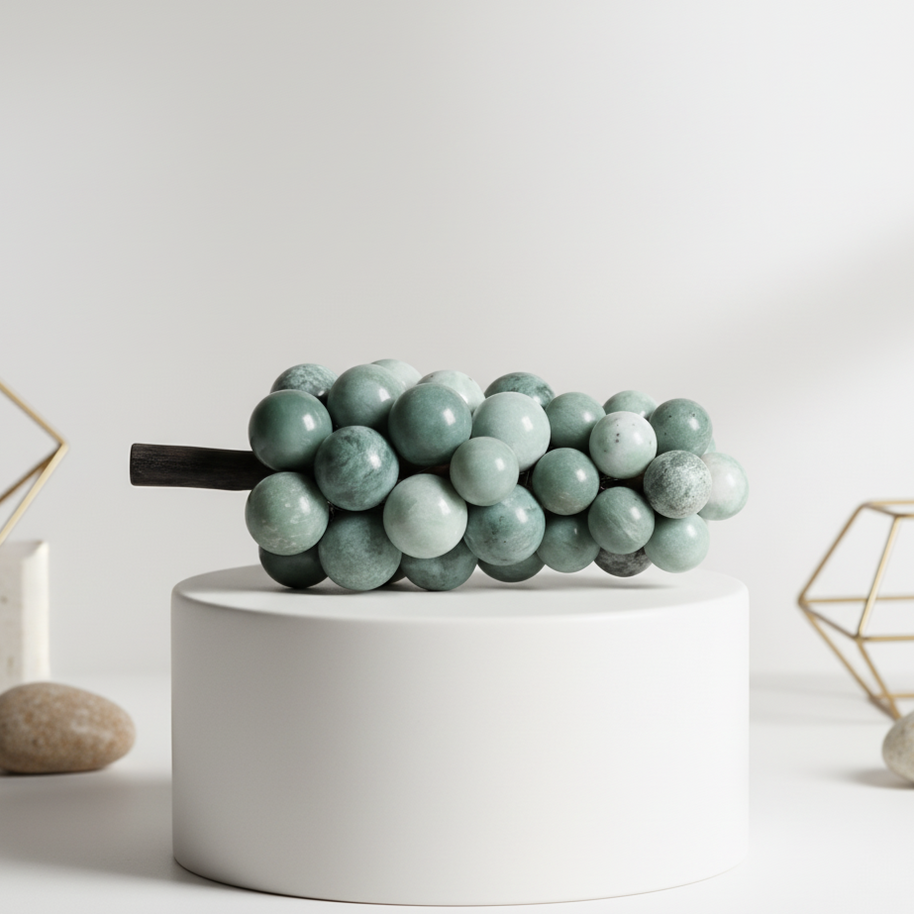 Artisan Marble Grape Cluster Ornament – 1.2kg Solid Stone Decorative Accent