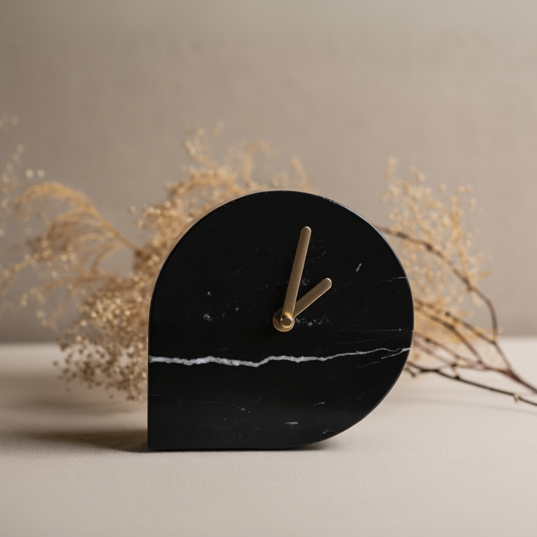Noctis Black Marble Desk Clock
