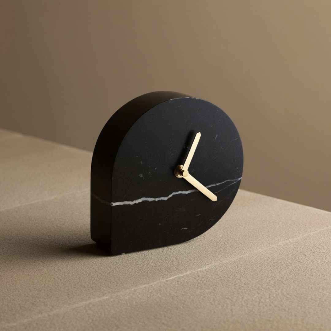 Noctis Black Marble Desk Clock