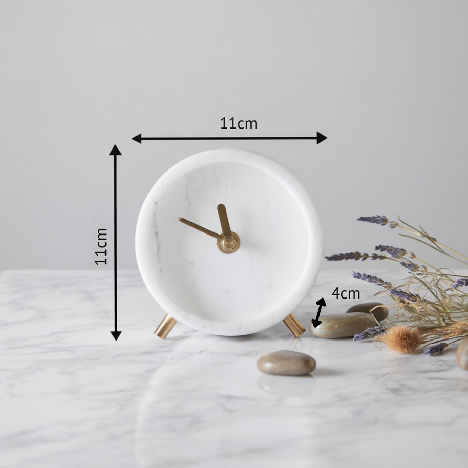 Luminara Solid Stone Marble Desk Clock