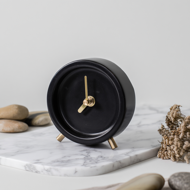 Luminara Solid Stone Marble Desk Clock