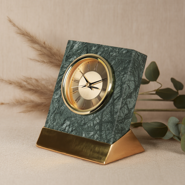Heritage Green Marble Desk Clock