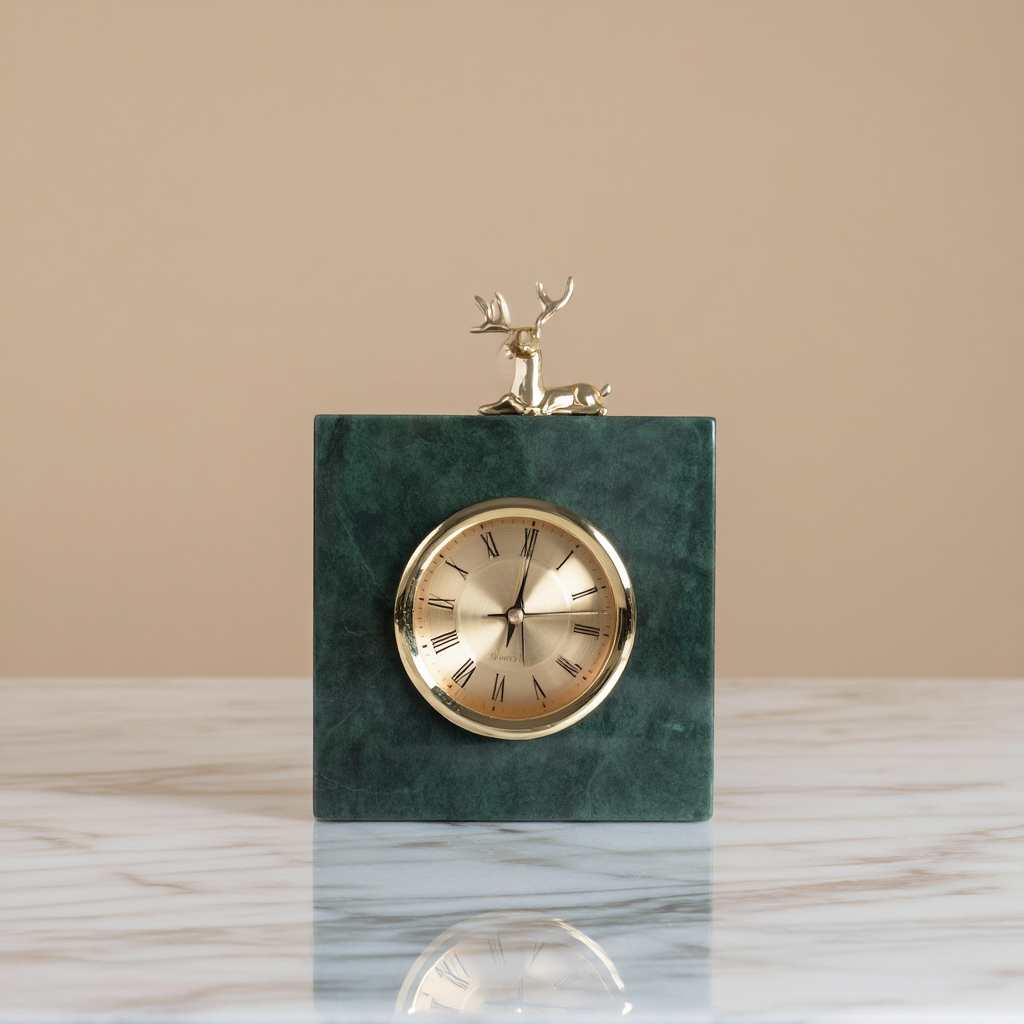 Heritage Green Marble Desk Clock