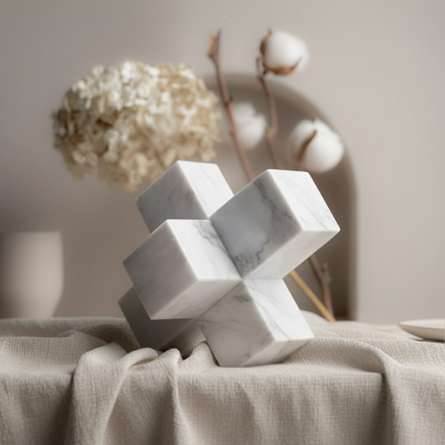 Sculpted Marble Cross Block