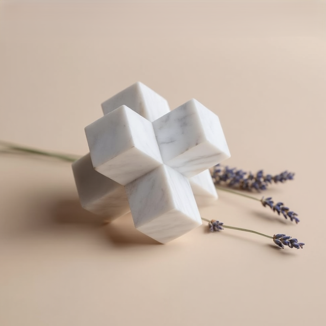 Sculpted Marble Cross Block