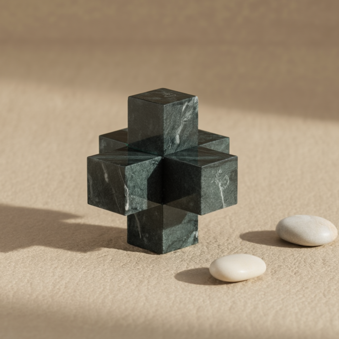 Sculpted Marble Cross Block