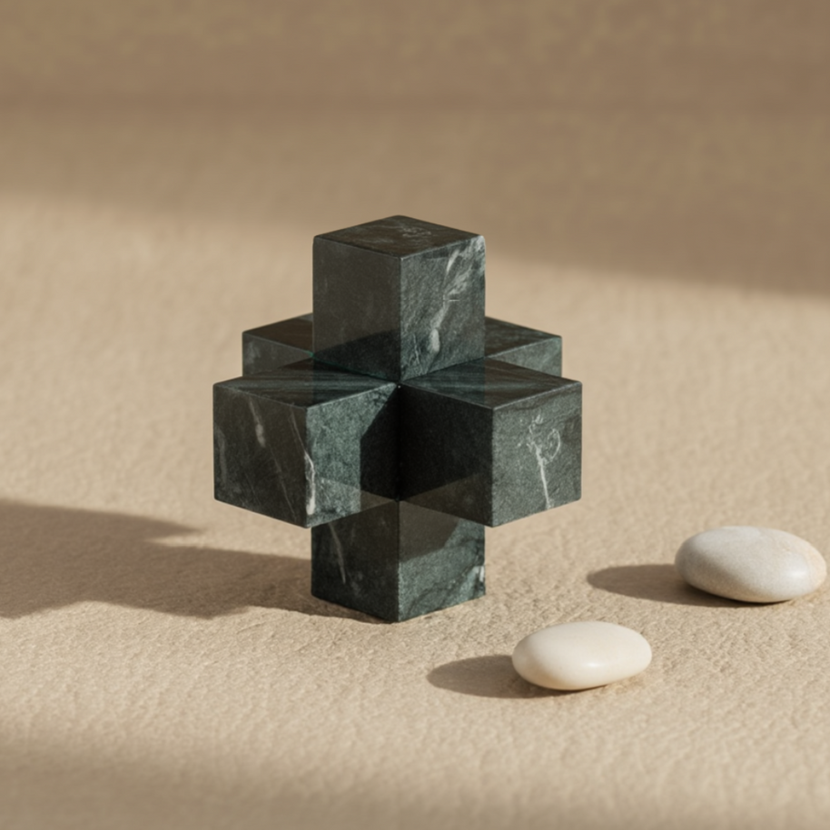 Sculpted Marble Cross Block