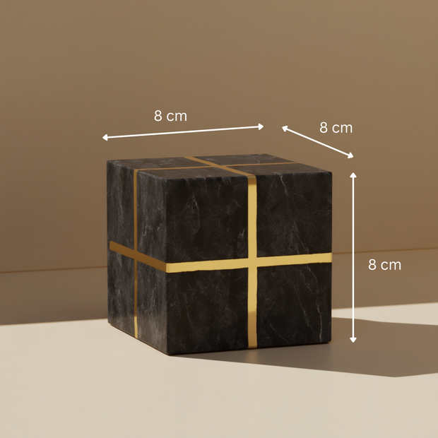 Regal Marble Cube with Brass Inlay