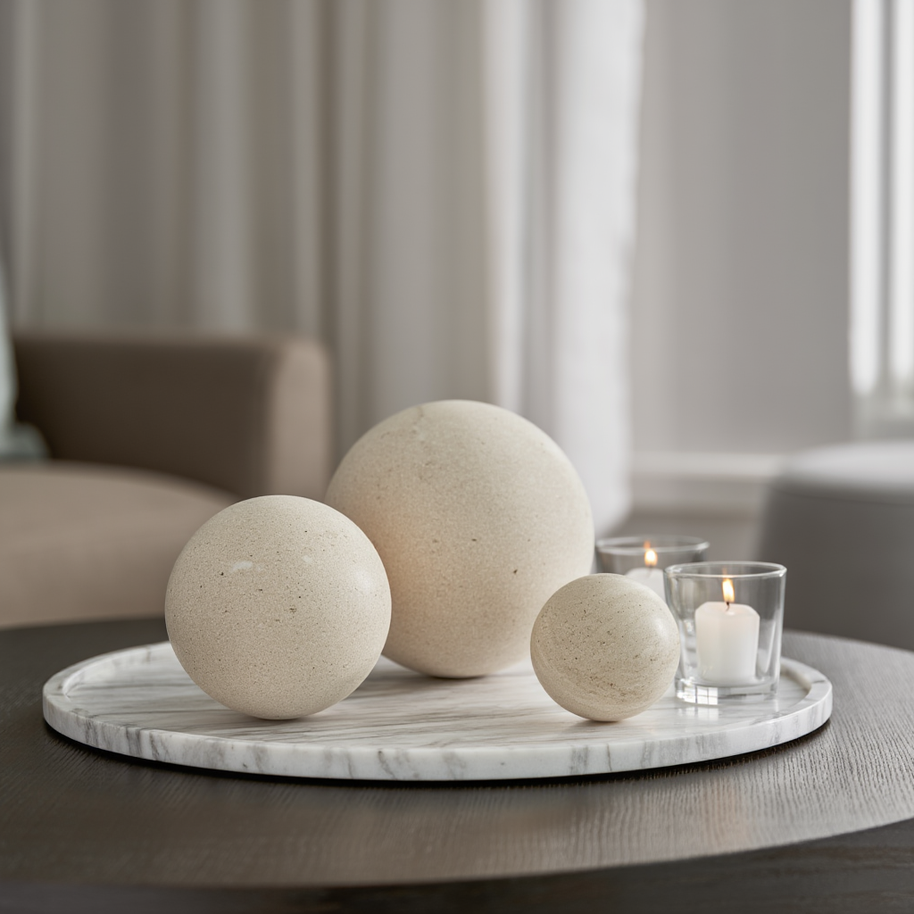 Timeless Marble Orb – Solid Stone Decorative Sphere