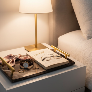 Gilded Harbor Marble Tray – Brass-Handled Stone Serving Tray