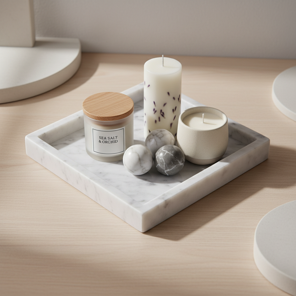 Atria Square Marble Tray