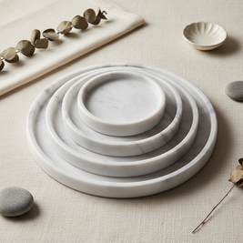 Astra Round Marble Tray - Hand-Carved Solid Stone Catchall