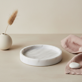 Astra Round Marble Tray - Hand-Carved Solid Stone Catchall