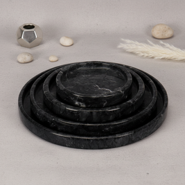 Astra Round Marble Tray - Hand-Carved Solid Stone Catchall