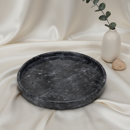 Astra Round Marble Tray - Hand-Carved Solid Stone Catchall