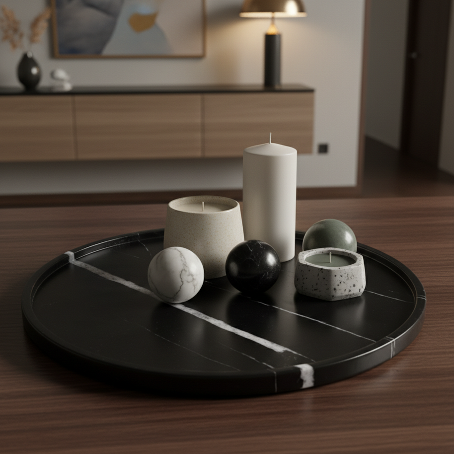 Noir Halo Marble Tray