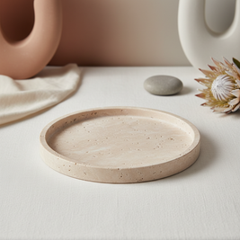 Astra Round Marble Tray - Hand-Carved Solid Stone Catchall