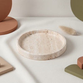 Astra Round Marble Tray - Hand-Carved Solid Stone Catchall