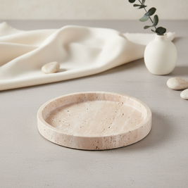 Astra Round Marble Tray - Hand-Carved Solid Stone Catchall