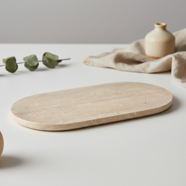 Dune Oval Marble Tray – Solid Stone Vanity Platter