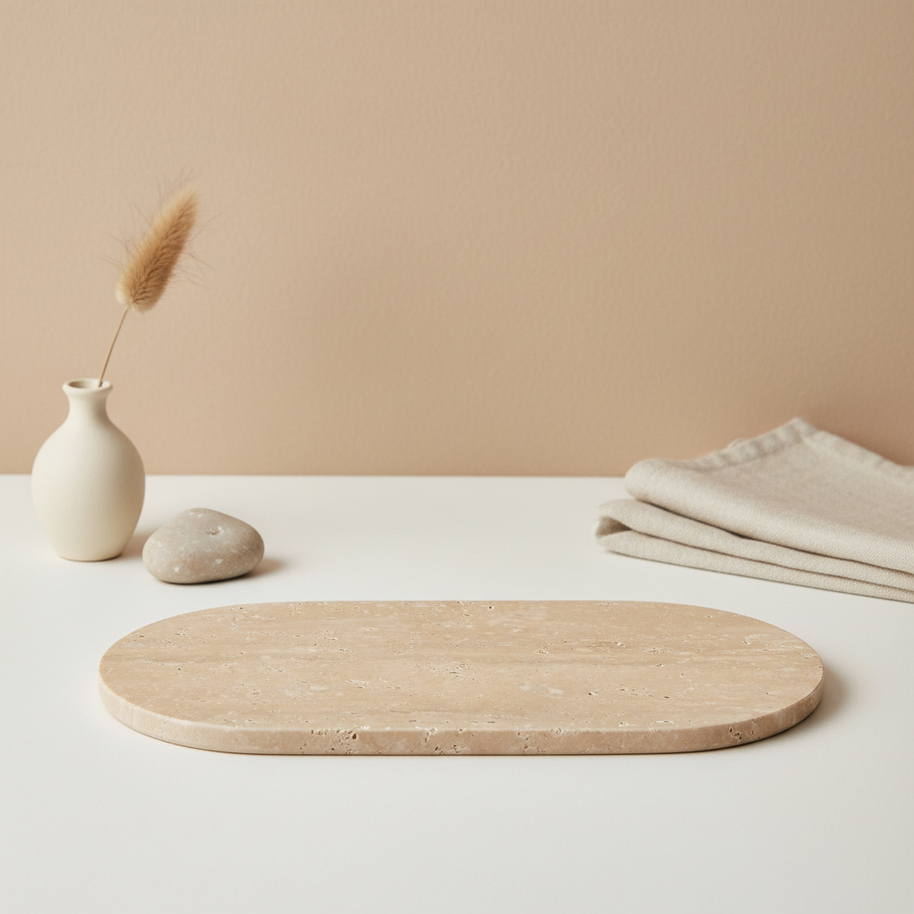 Dune Oval Marble Tray – Solid Stone Vanity Platter