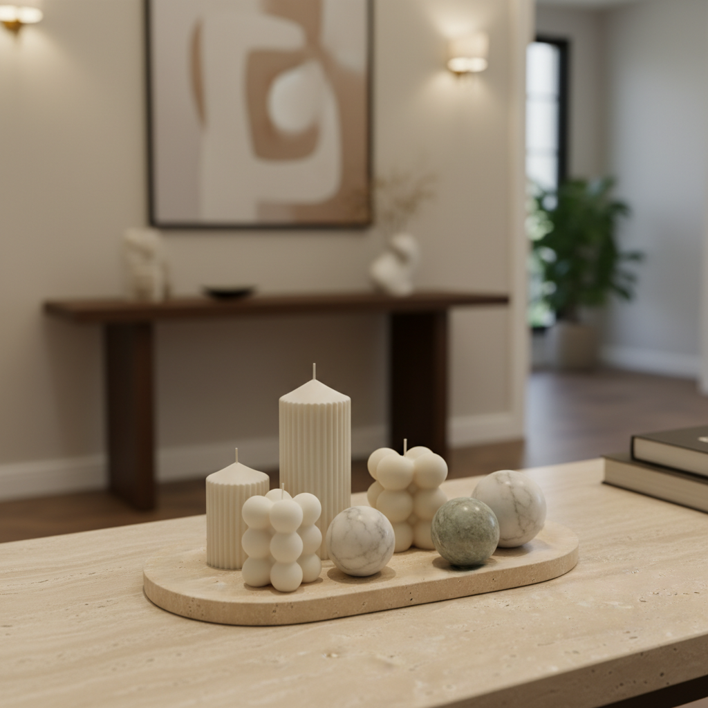 Dune Oval Marble Tray – Solid Stone Vanity Platter