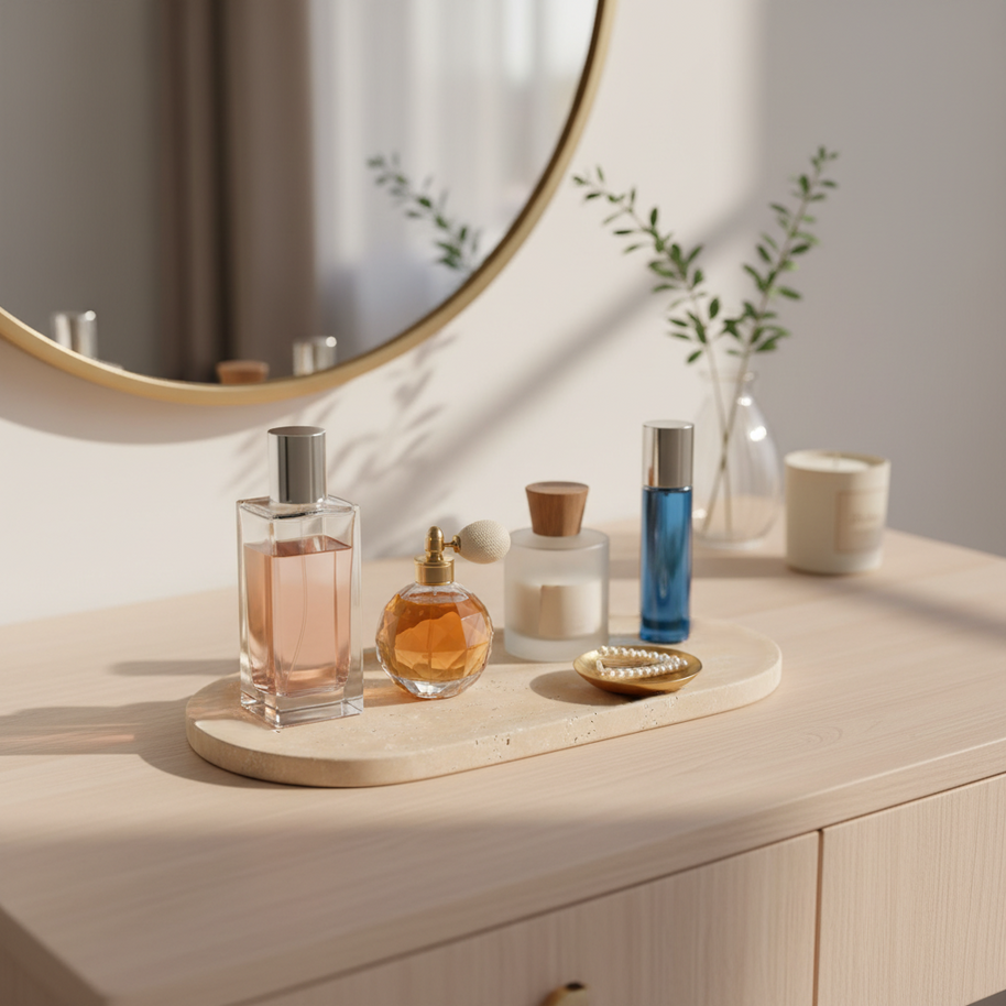 Dune Oval Marble Tray – Solid Stone Vanity Platter