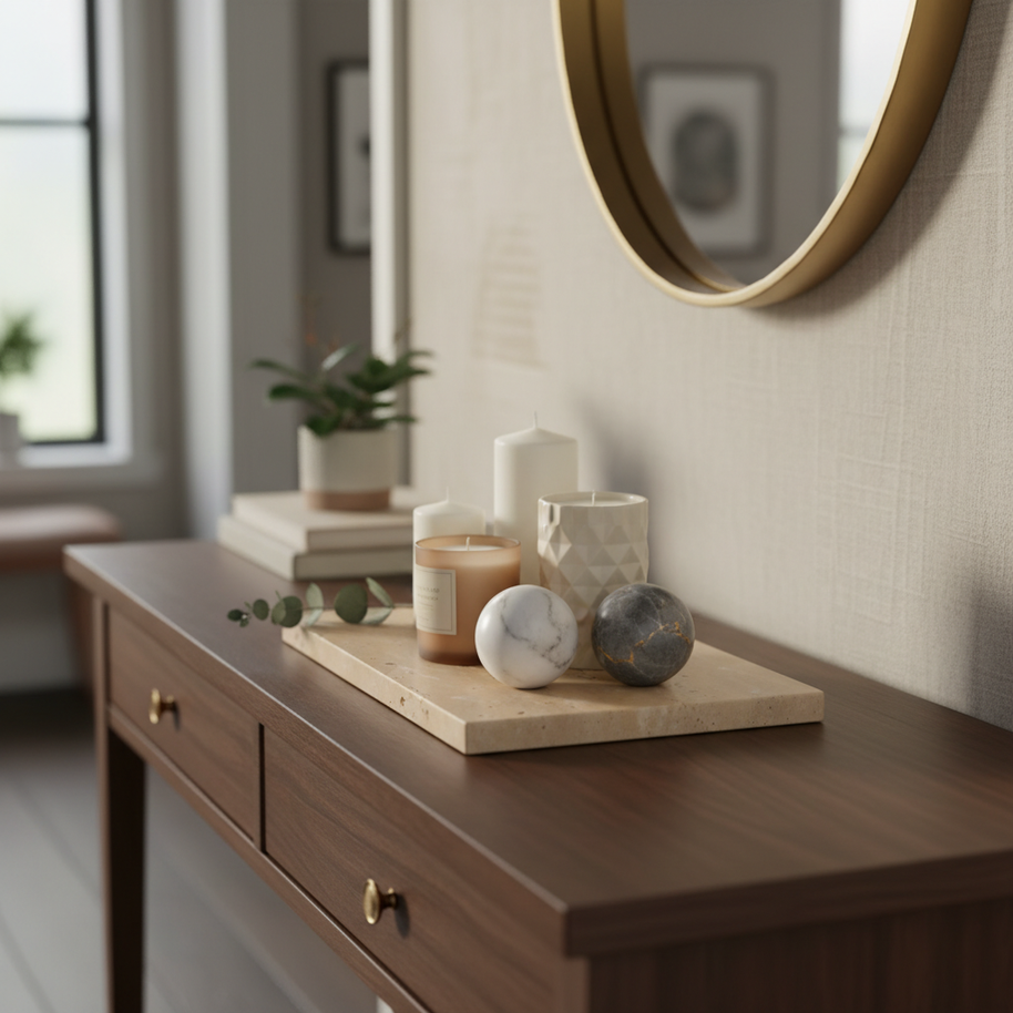 Atlas Marble Utility Tray - Slim Rectangle Organizer