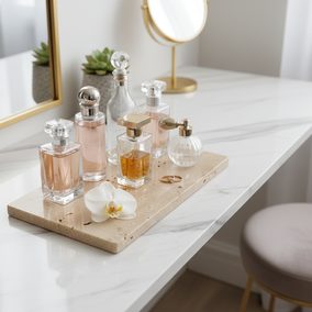 Atlas Marble Utility Tray - Slim Rectangle Organizer