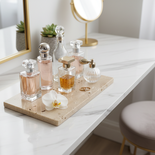 Atlas Marble Utility Tray - Slim Rectangle Organizer