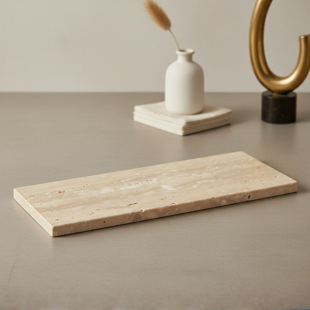 Atlas Marble Utility Tray - Slim Rectangle Organizer